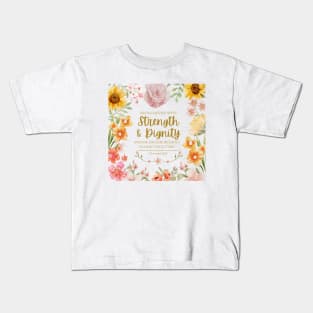 She Is Clothed With Strength And Dignity - Proverbs 31:25 Bible Verse Kids T-Shirt